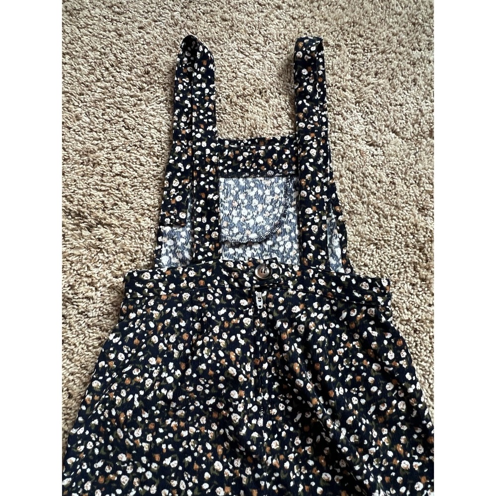 Saint Geraldine Women's Floral Print Corduroy Overalls Size Small Black - Picture 5 of 8